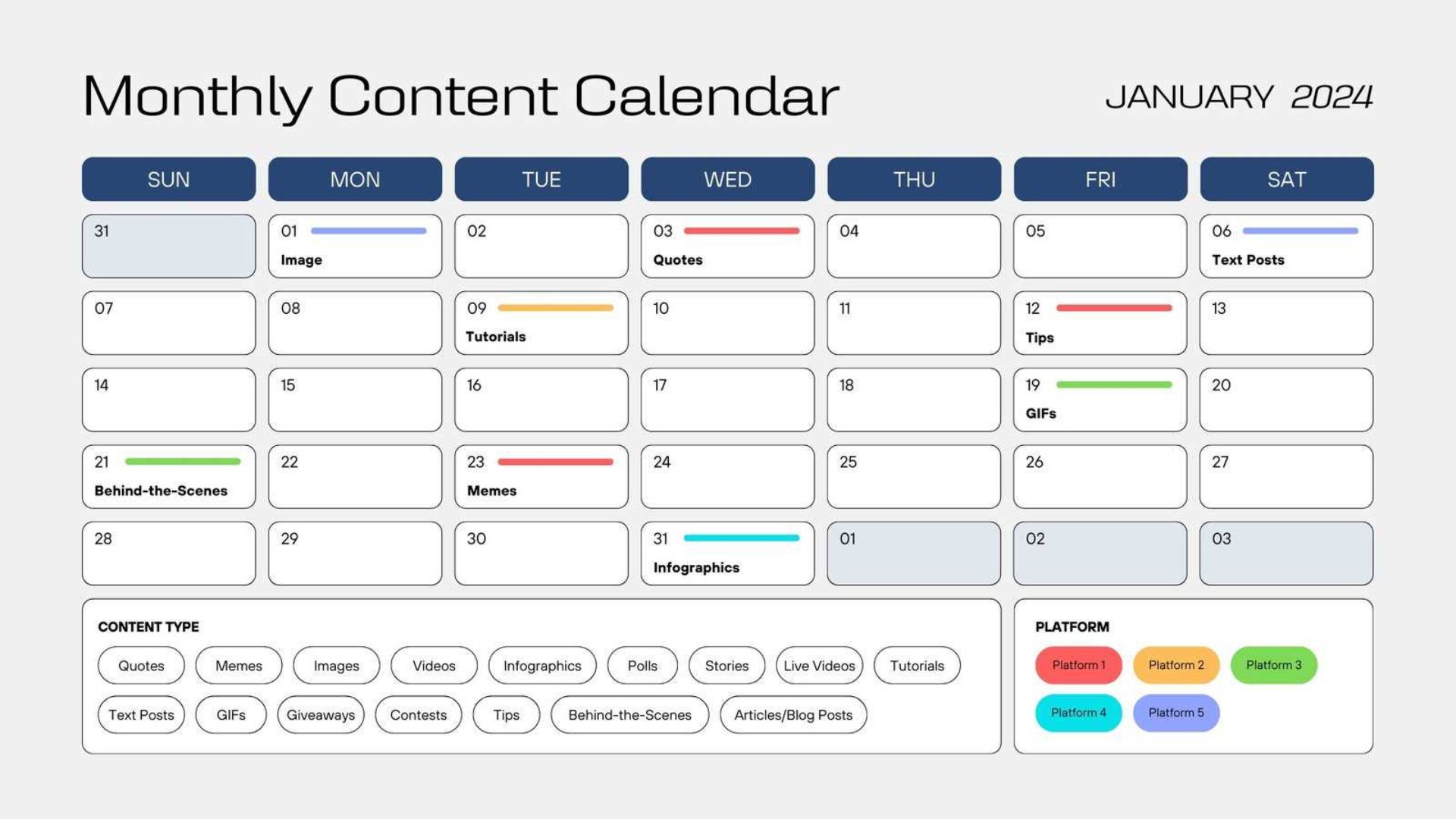 Content Calendar Example